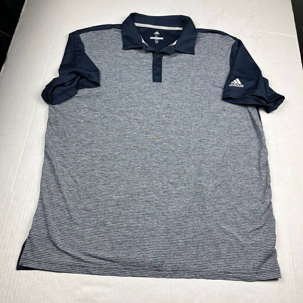 Adidas Mens Golf Polo Shirt Blue Stretch Performance Short Sleeve Top Size XL